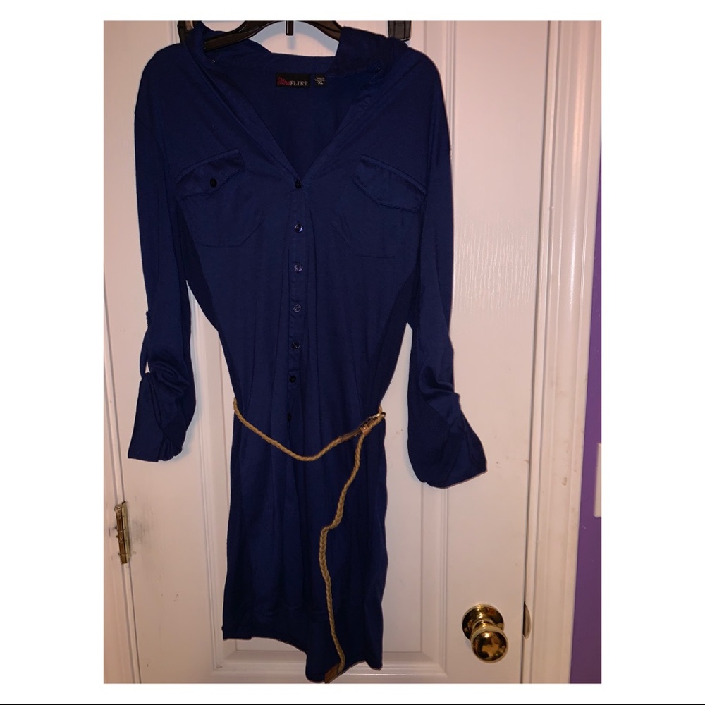 Navy Blue Dress with attached belt